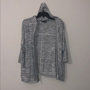 grey hooded cardigan